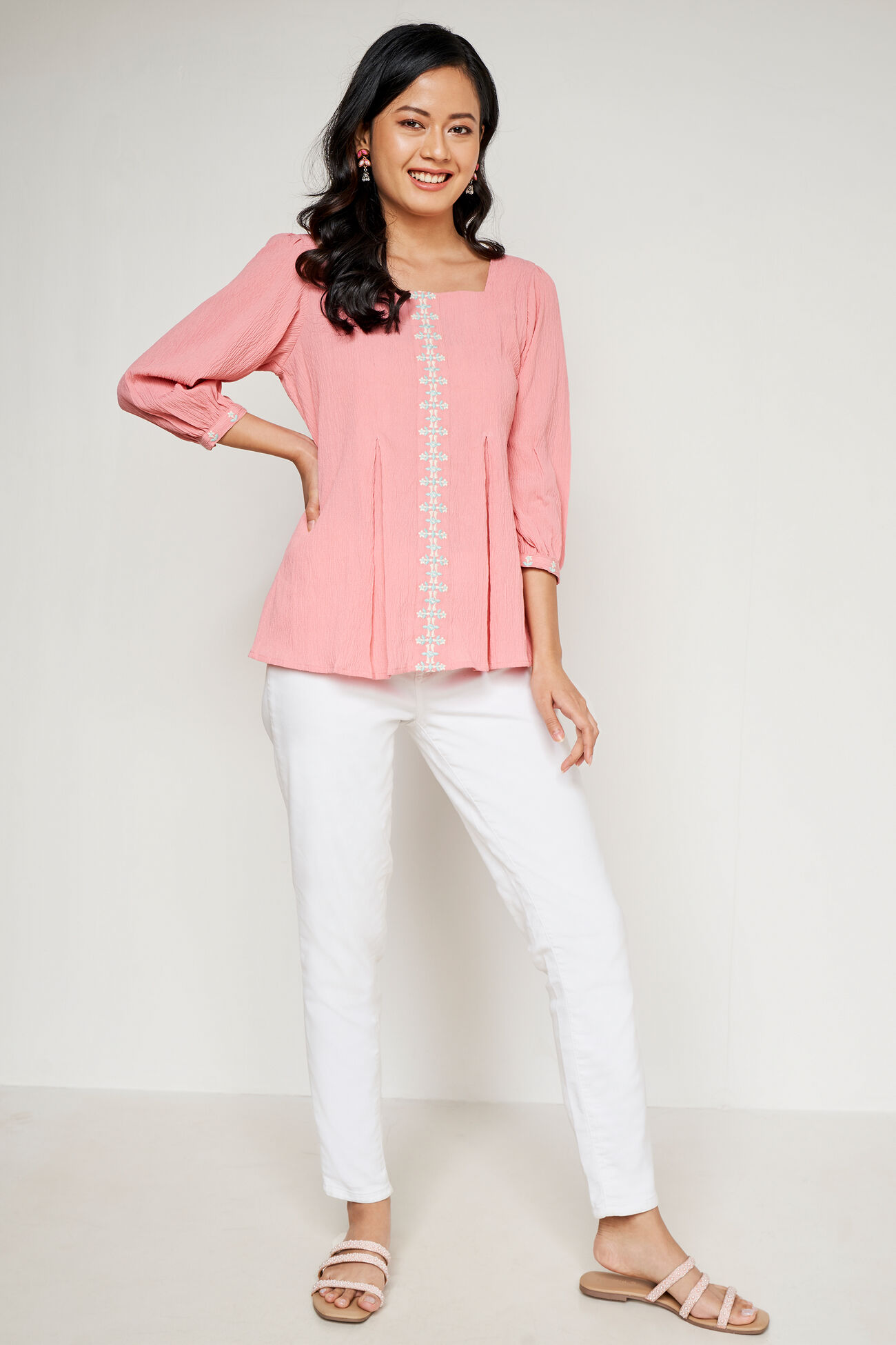 Solid Flared Top, Pink, image 2
