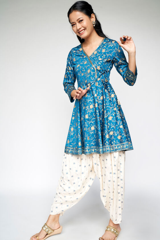 4 - Midnight Blue Embroidered Fit and Flare Suit, image 4