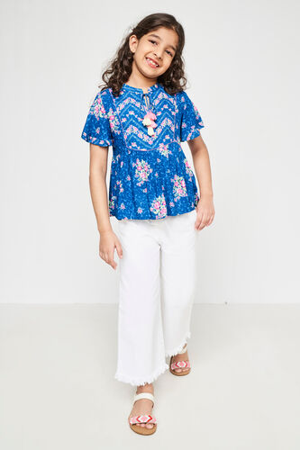 Blue Floral Casual Top, Blue, image 3