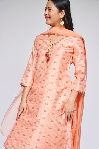 Peach Floral Straight Suit, Peach, image 7