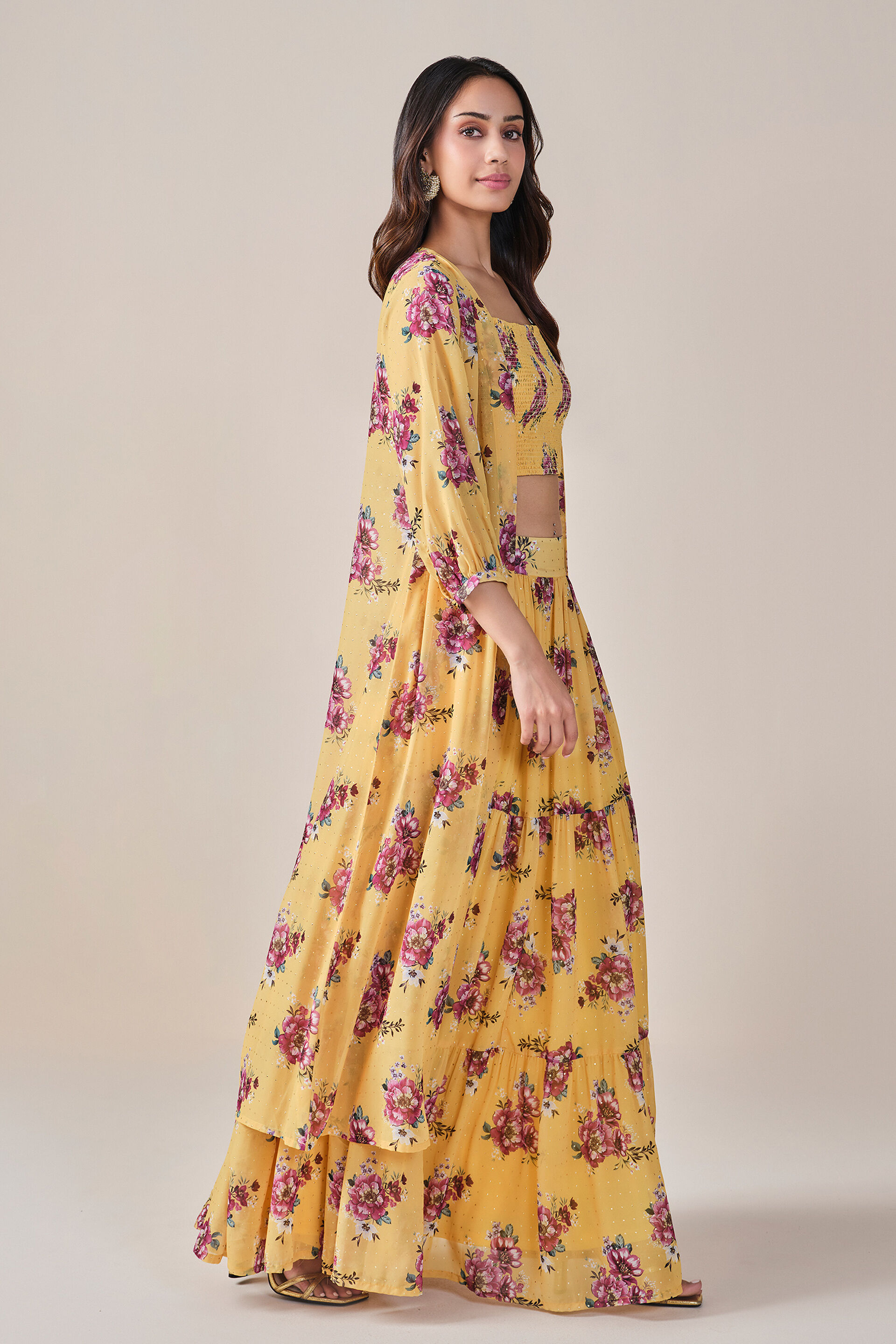 Yellow Floral Print Coord Set, Yellow, image 4