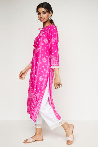Pink Geometric Straight Kurta, Pink, image 2