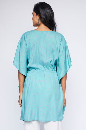Teal Polka Dots Kaftan Tunic, Teal, image 4