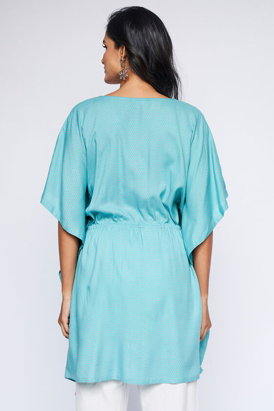 Teal Polka Dots Kaftan Tunic, Teal, image 4