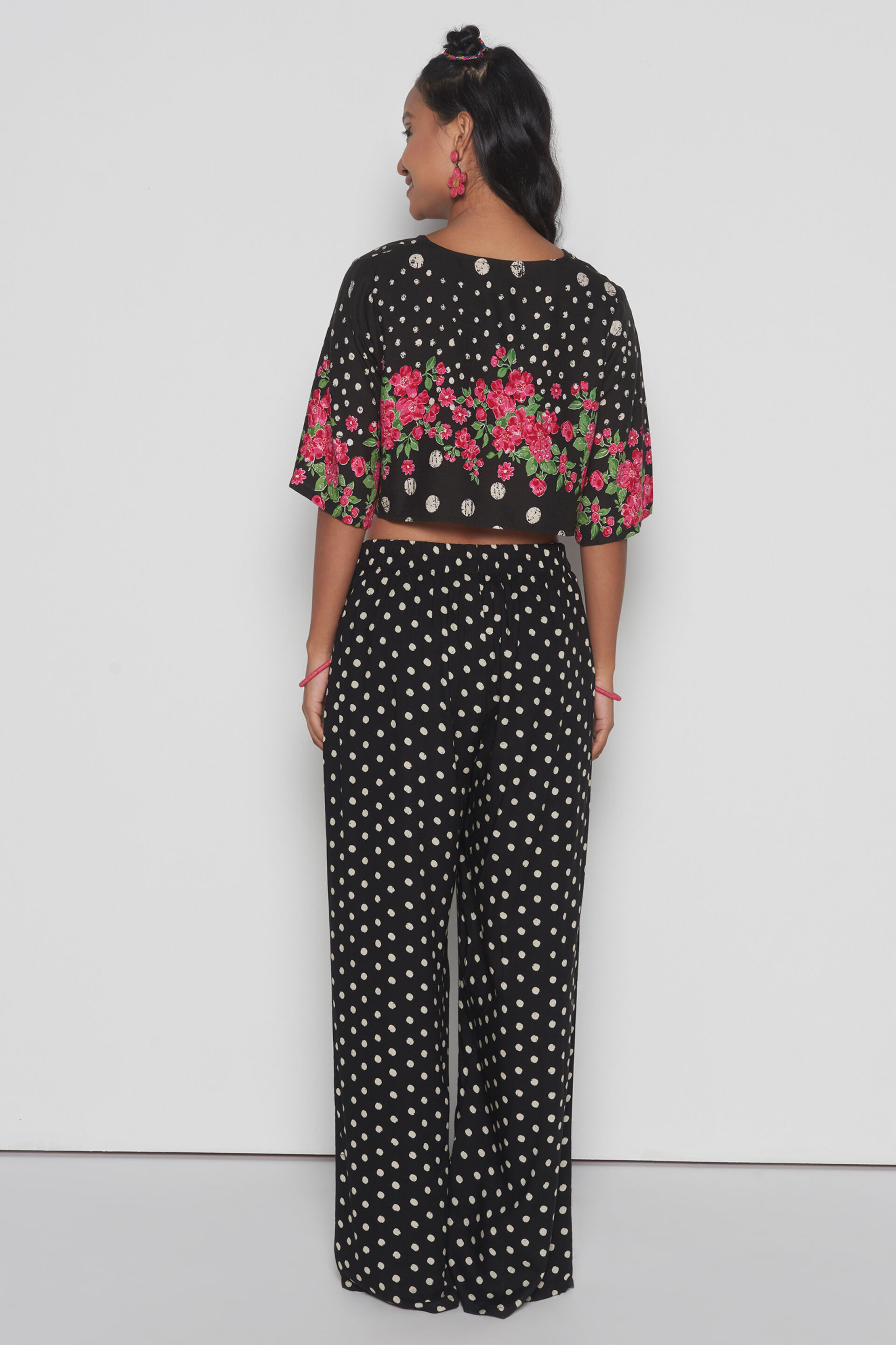 Black Floral-Polka Co-ords Set, Black, image 6