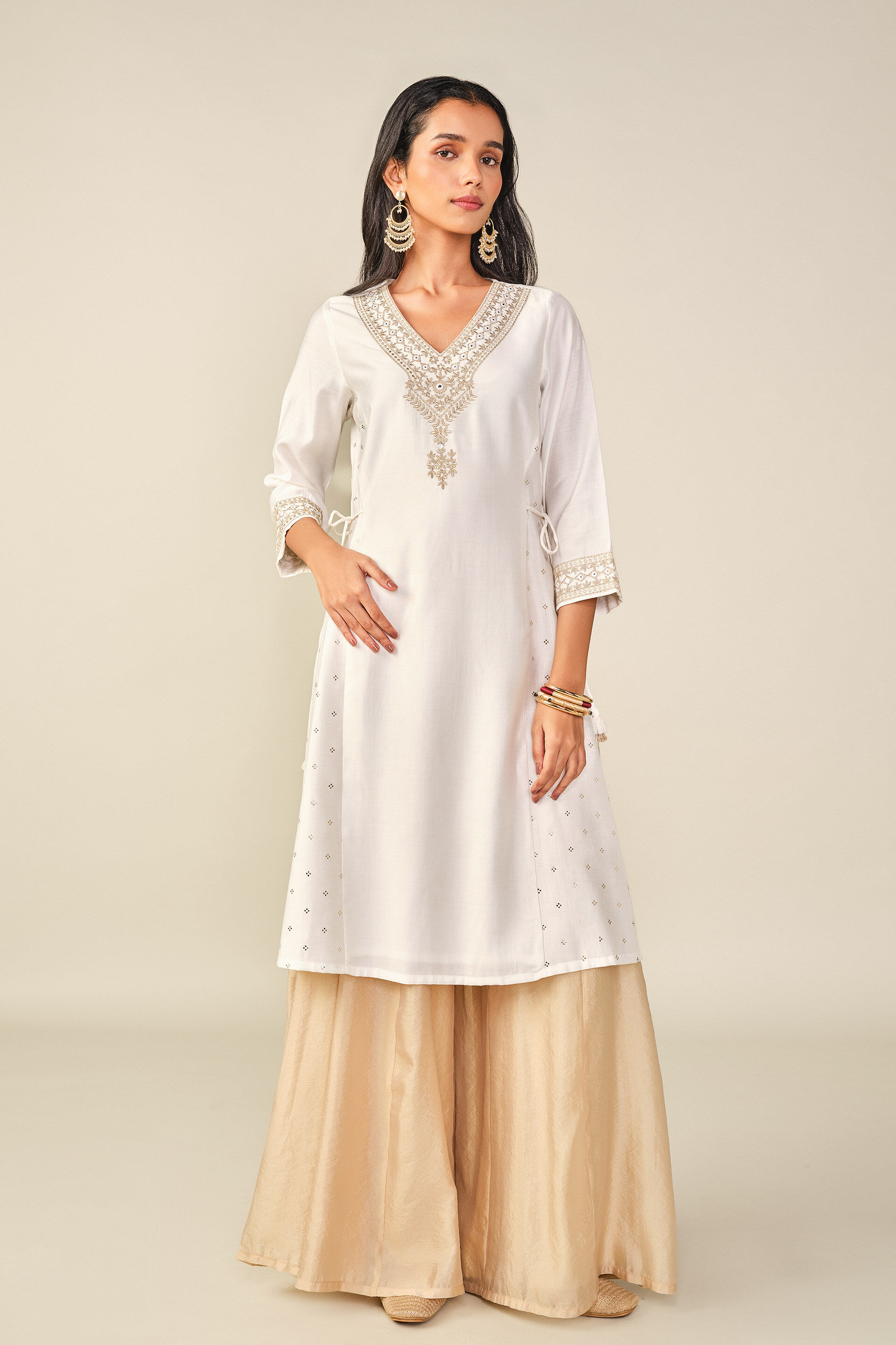 A-Line Printed Kurta in Off-White