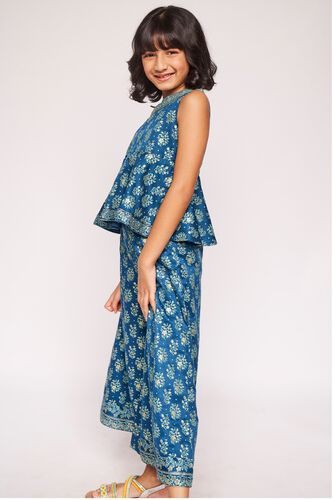 1 - Midnight Blue Gathers or Pleats Floral Suit, image 1