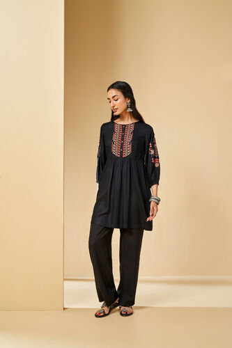 Batik Warli Inspired Tunic, Black, image 2