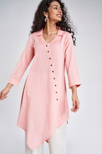 6 - Pink Solid Three-Quarter Sleeves Tunic, image 6