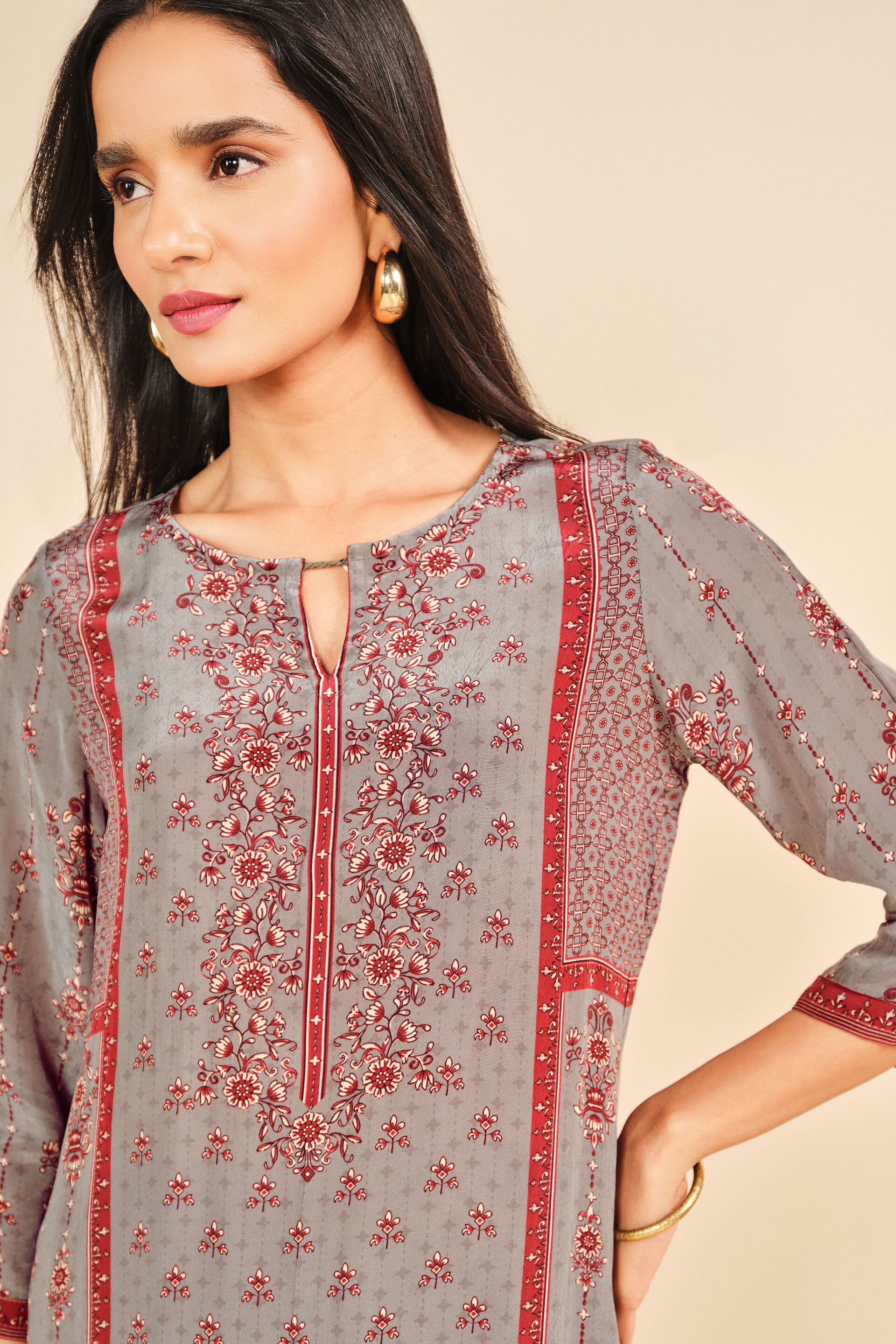 Shaam Sky Grey Kurta Set, Grey, image 4