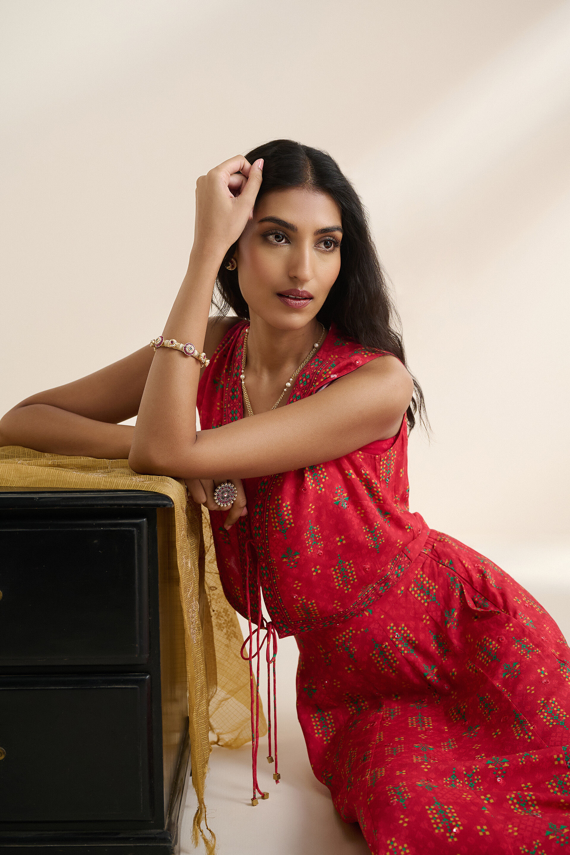 Red Ishq Skirt Set, Red, image 4