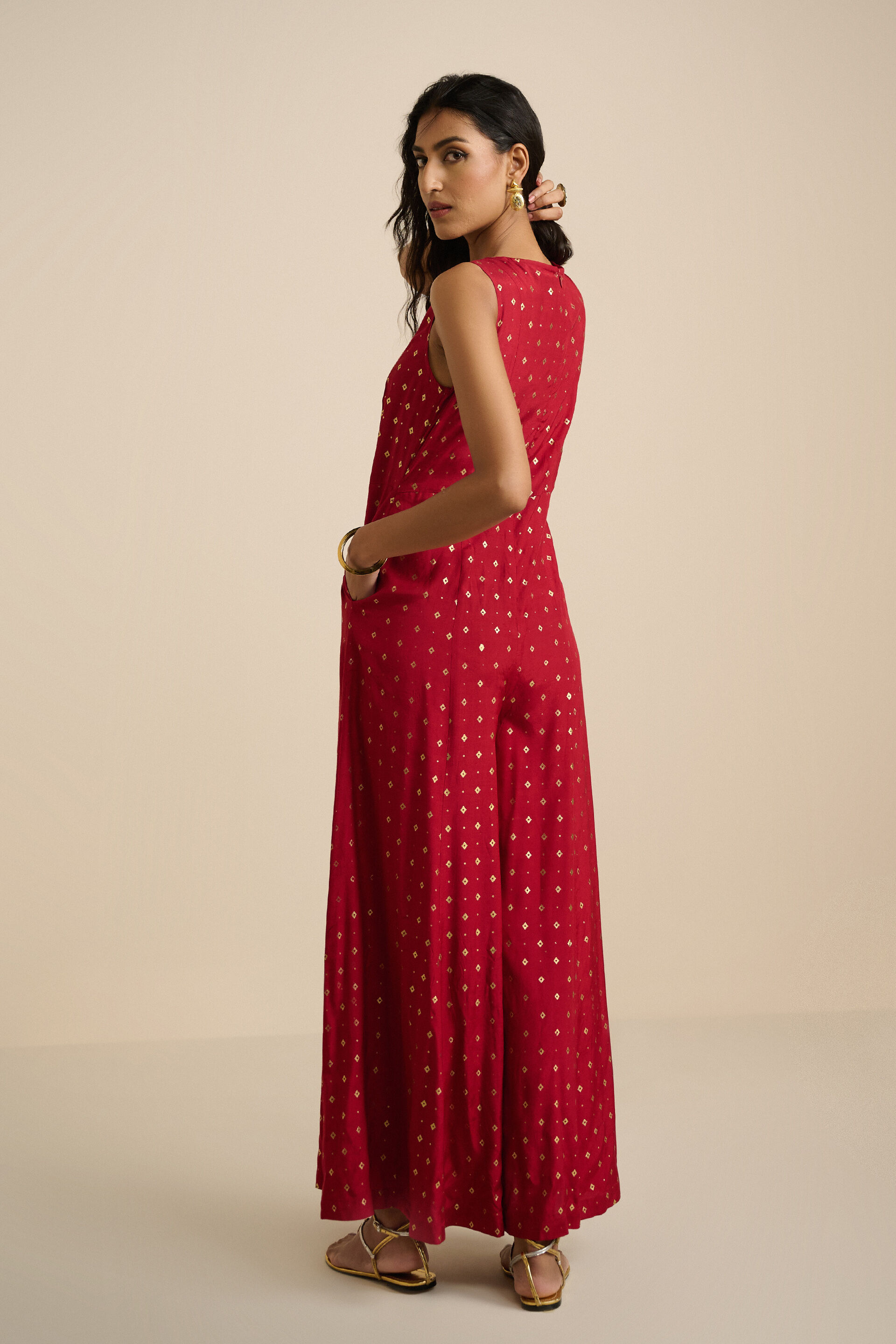Laal printed Jumpsuit, Red, image 5