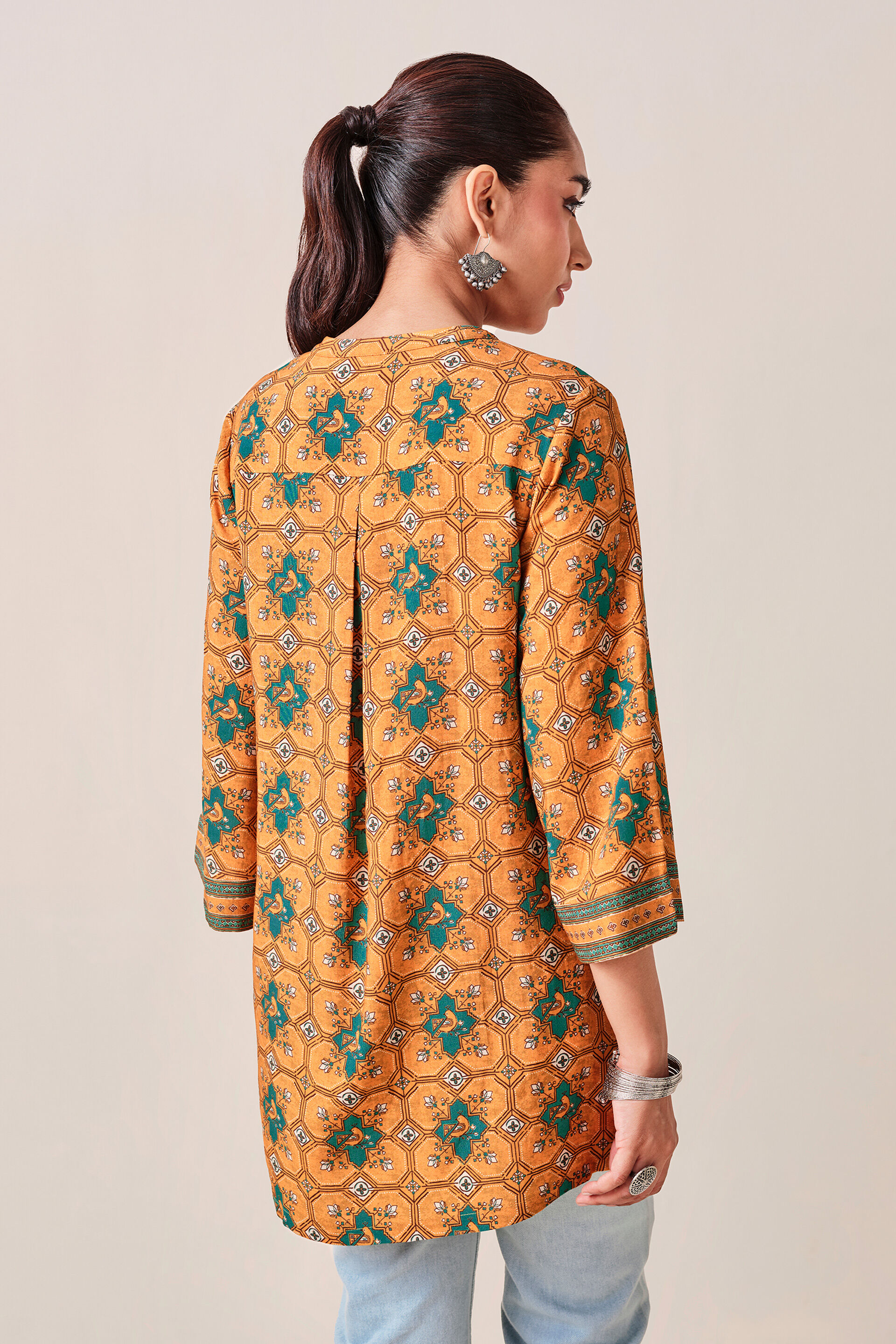 Mustard Abstract Print Kurta , Mustard, image 7