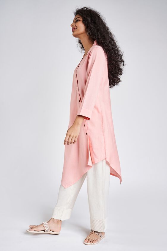 4 - Pink Solid Three-Quarter Sleeves Tunic, image 4