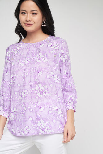 Lilac FLORAL Straight Top, Lilac, image 3