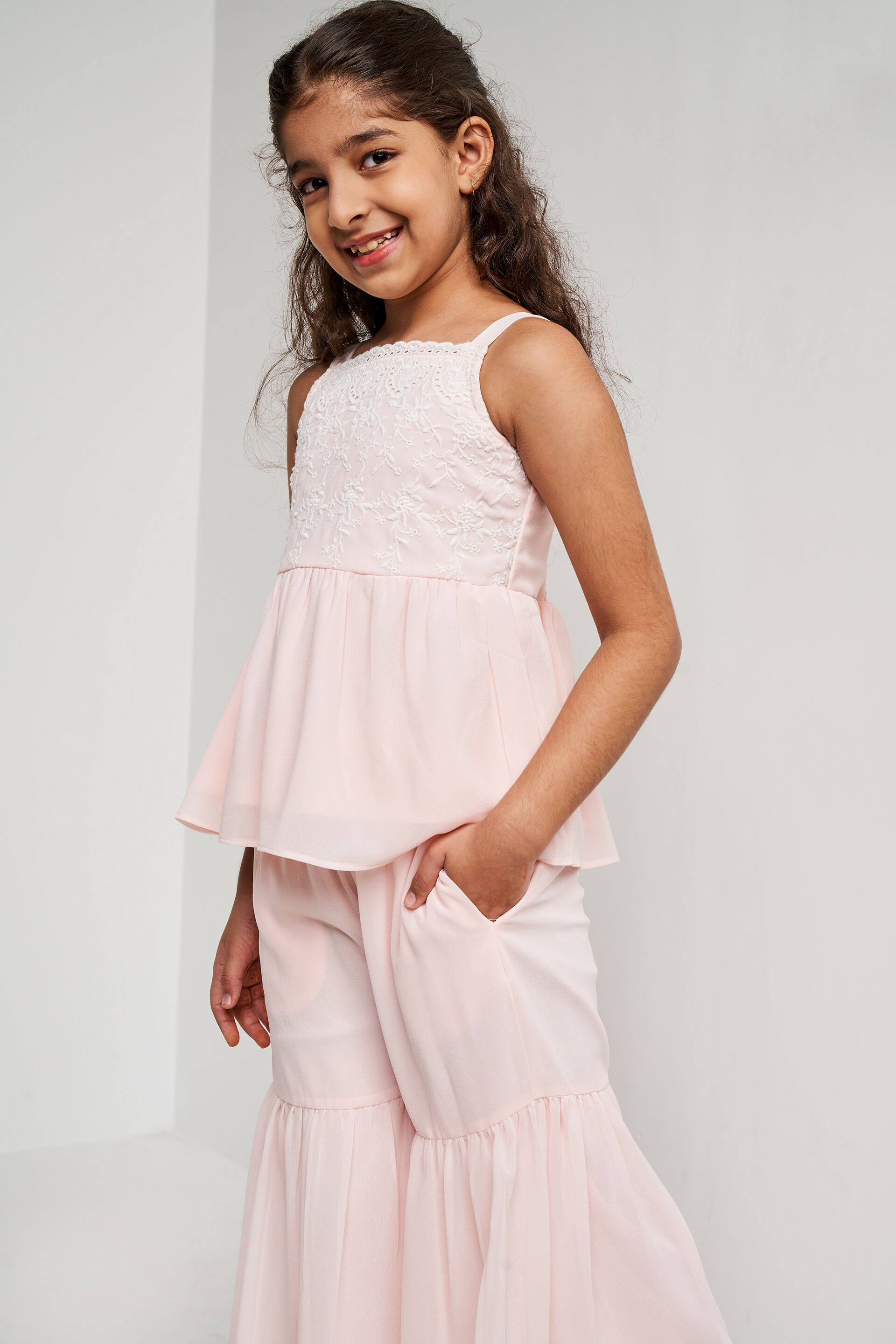 Light Pink Solid Flounce Suit, Light Pink, image 2