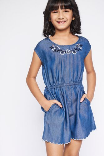 2 - Blue Embroidered Solid Jump Suit, image 2