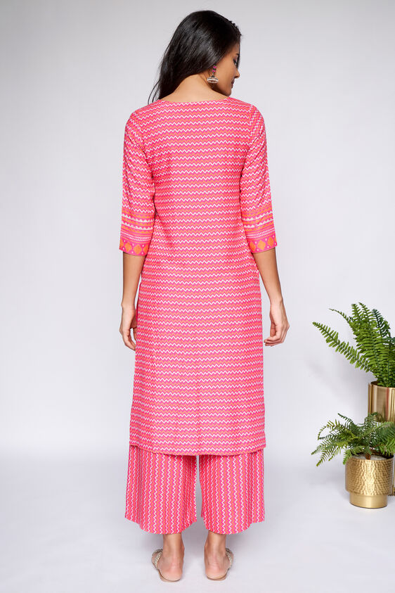 4 - Pink Regular A-Line Kurta, image 4