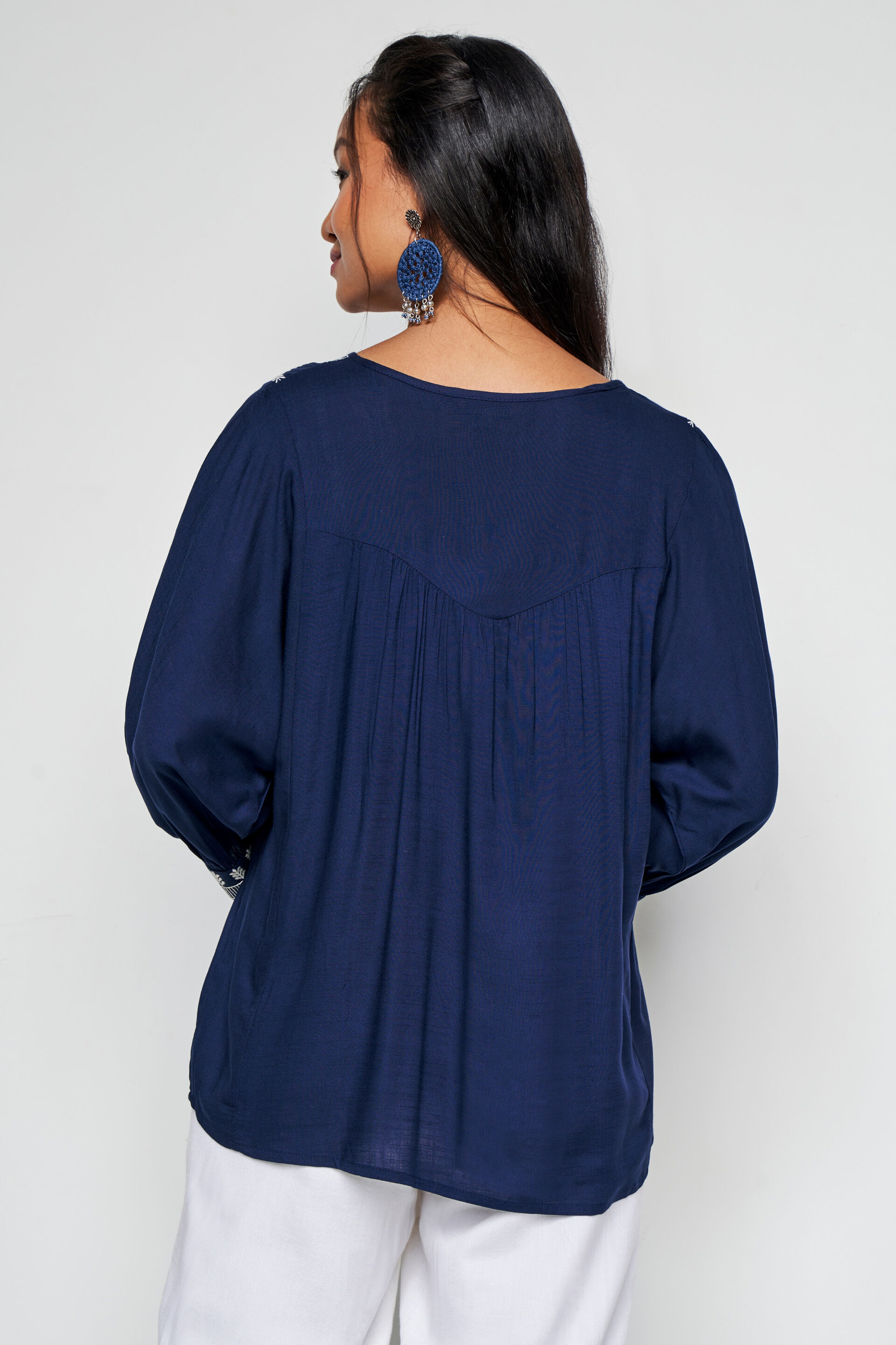 Twilight Waters Blouson Top, Blue, image 6