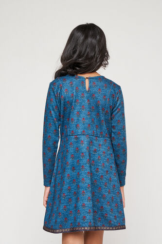 Floral Fit and Flare Dress, Teal, image 5