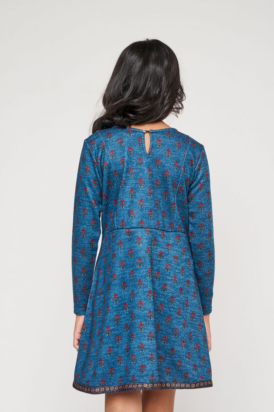 Floral Fit and Flare Dress, Teal, image 5