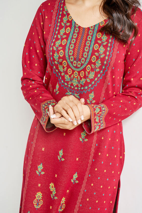 Maroon Jacquard Straight Slip-On Suit, Maroon, image 6
