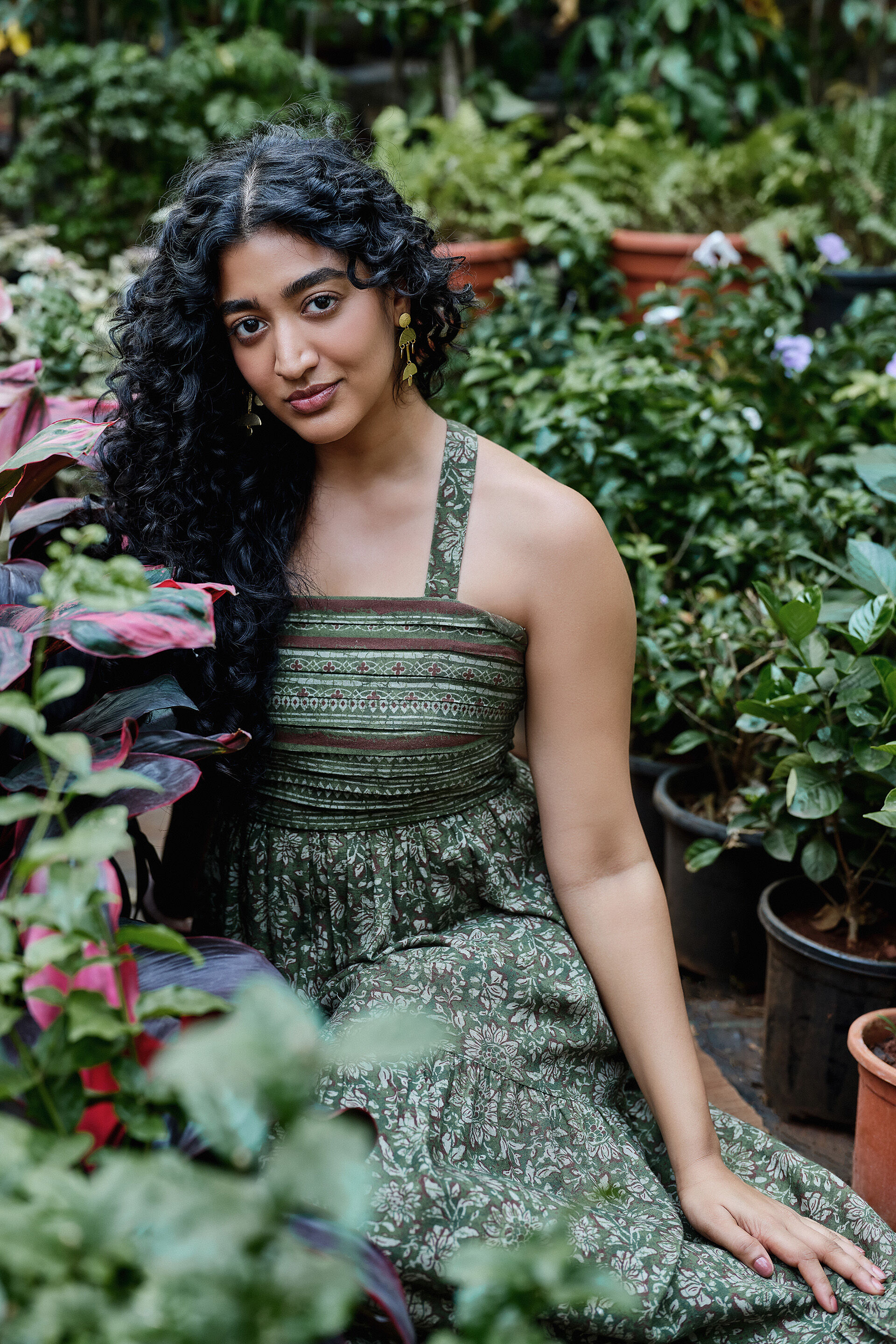 Bageecha Olive Tiered Maxi Dress, Olive, image 2