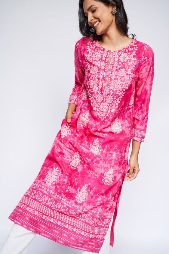 1 - Pink Tie & Dye Kurta, image 1