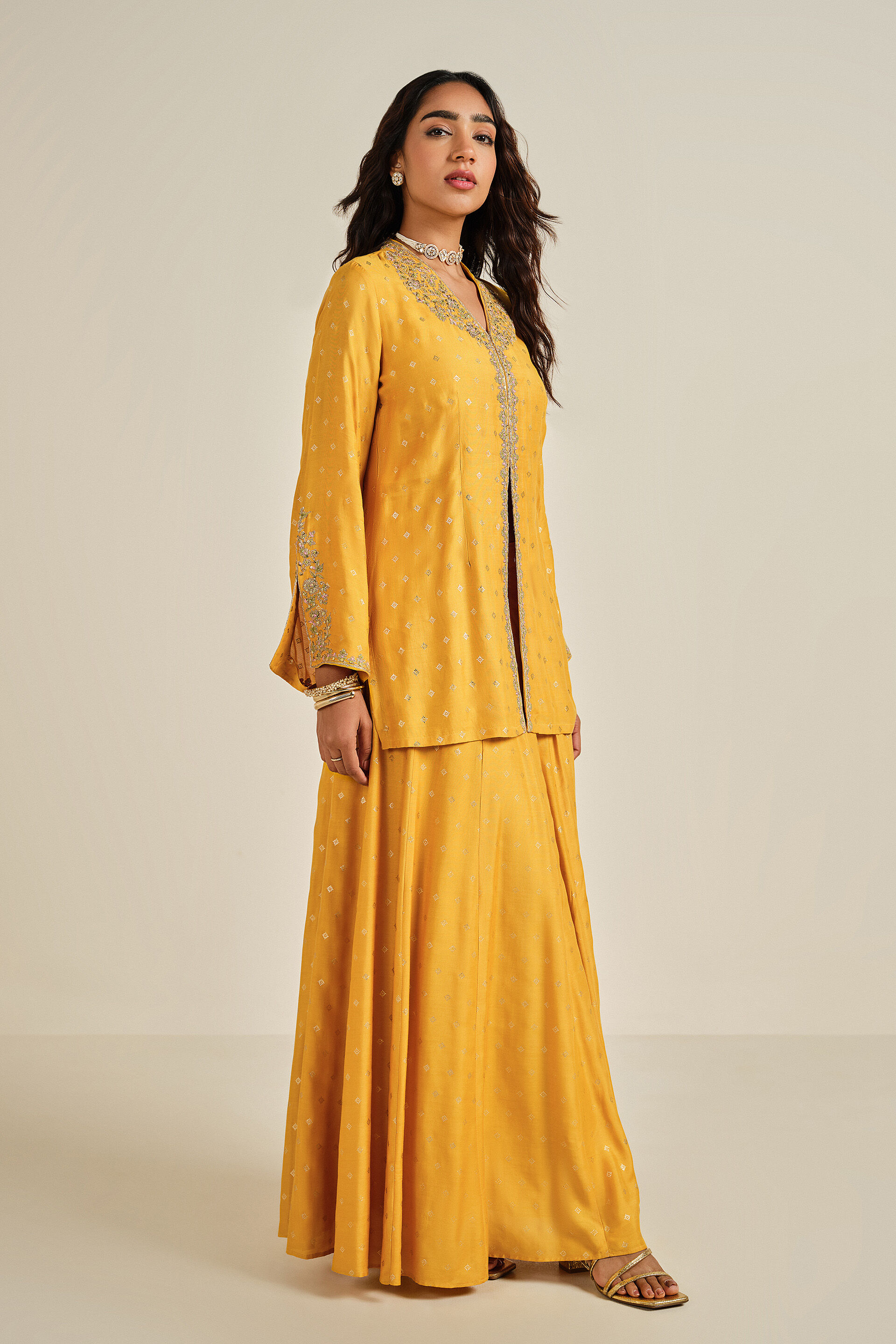 Sunehri Festive Skirt Set, Mustard, image 2