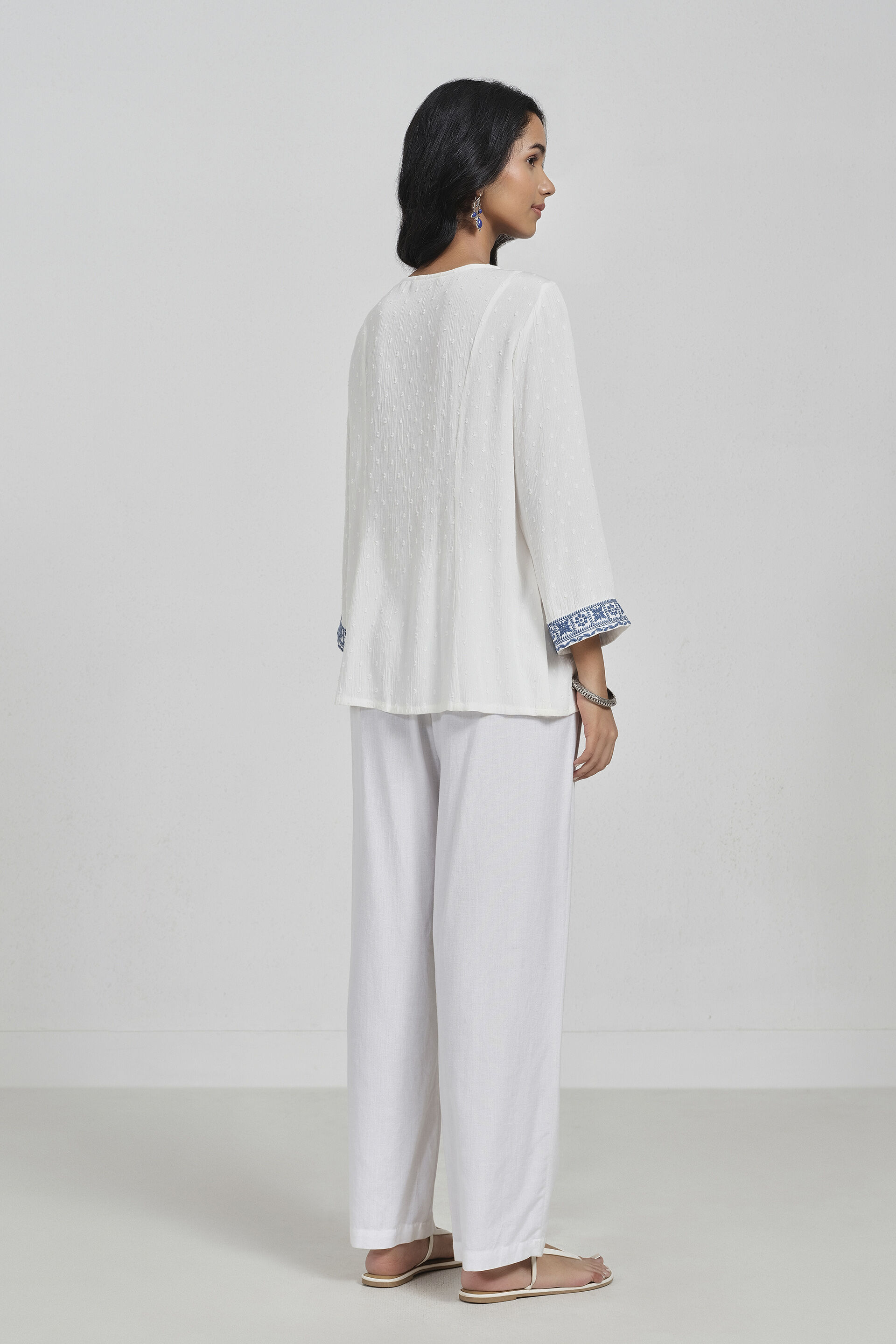 Eva White Embroidered Top, White, image 5