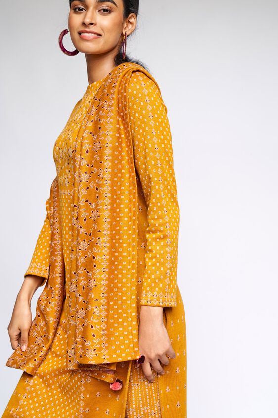 1 - Mustard Floral Straight Suit, image 1