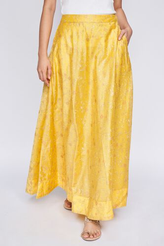 2 - Mustard Ethnic Motifs Flared Skirt, image 3