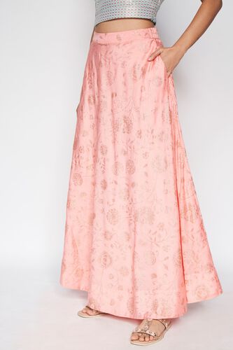 3 - Pink Ethnic Motifs Flared Skirt, image 3