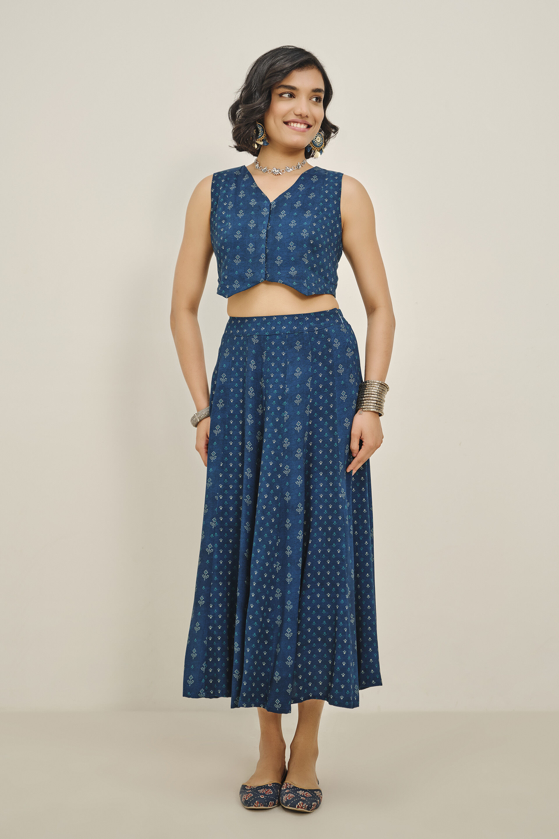 Neel Rhythm Skirt Set, Indigo, image 2