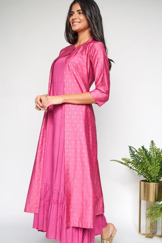 3 - Rose Pink Maxi Layered Kurta Set, image 3