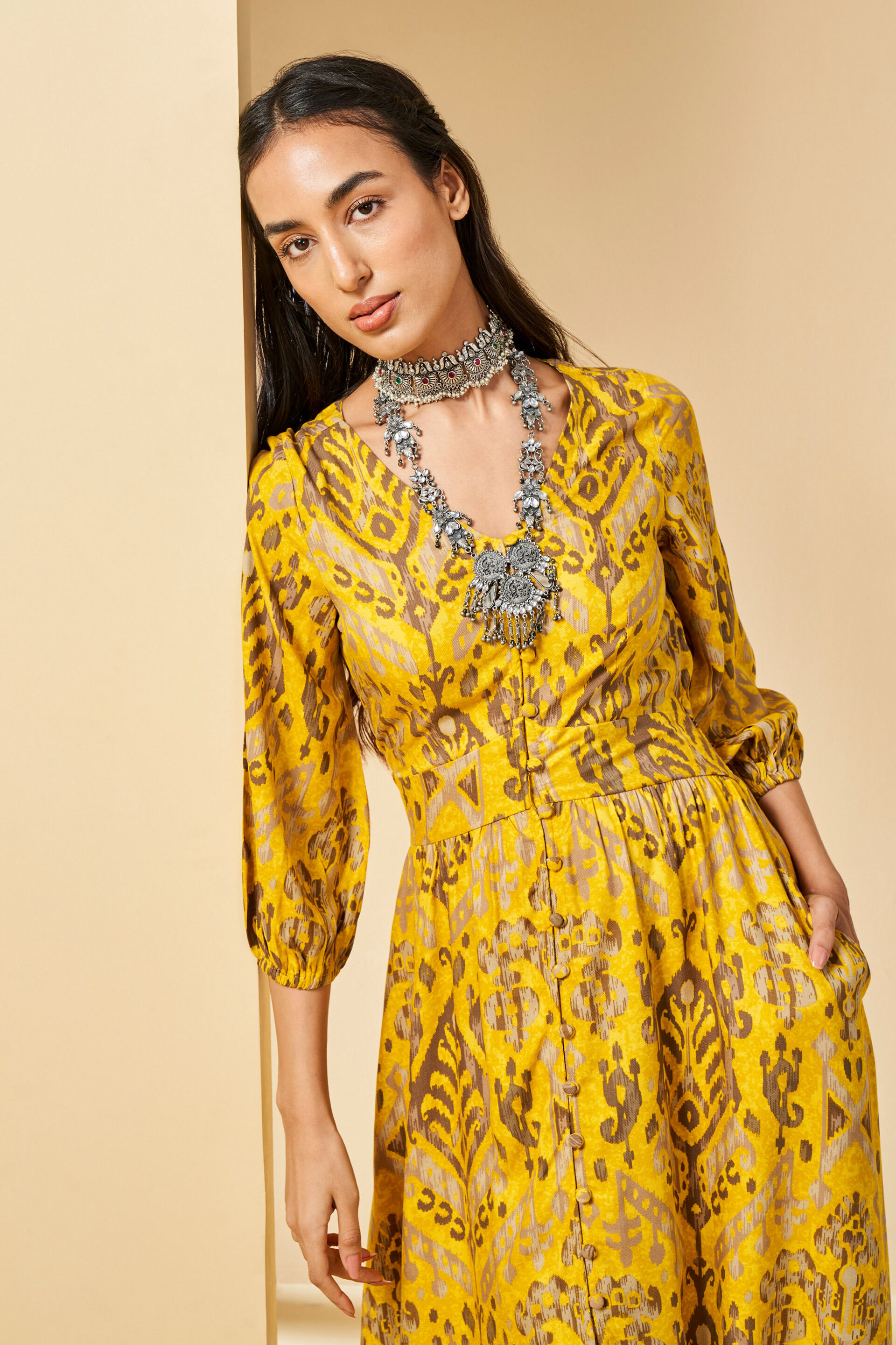 Flare It Up Maxi Dress, Mustard, image 5
