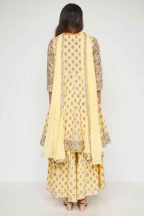 Yellow Ethnic Motifs Flared Suit, Yellow, image 5