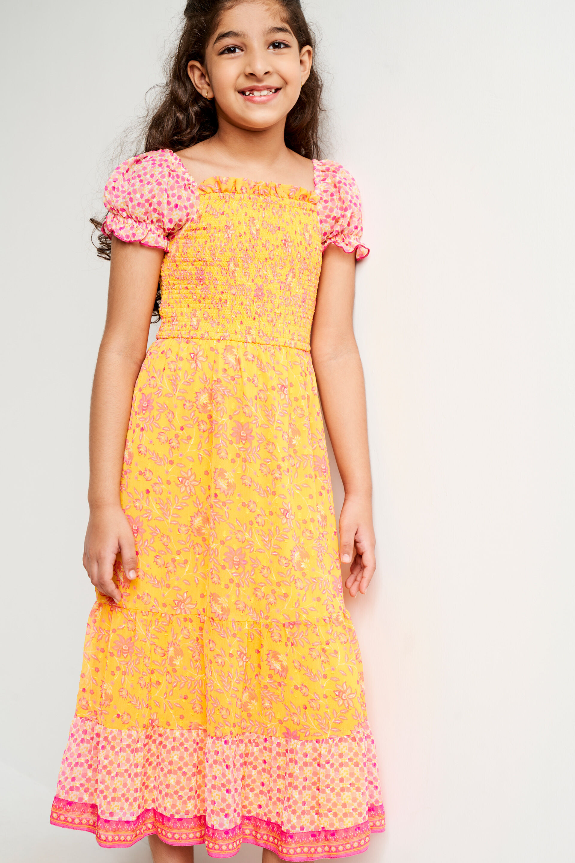 Pink Georgette Partywear Self Design Dresses - Inddus.com | Floral dress  design, Designer dresses, Beautiful dresses