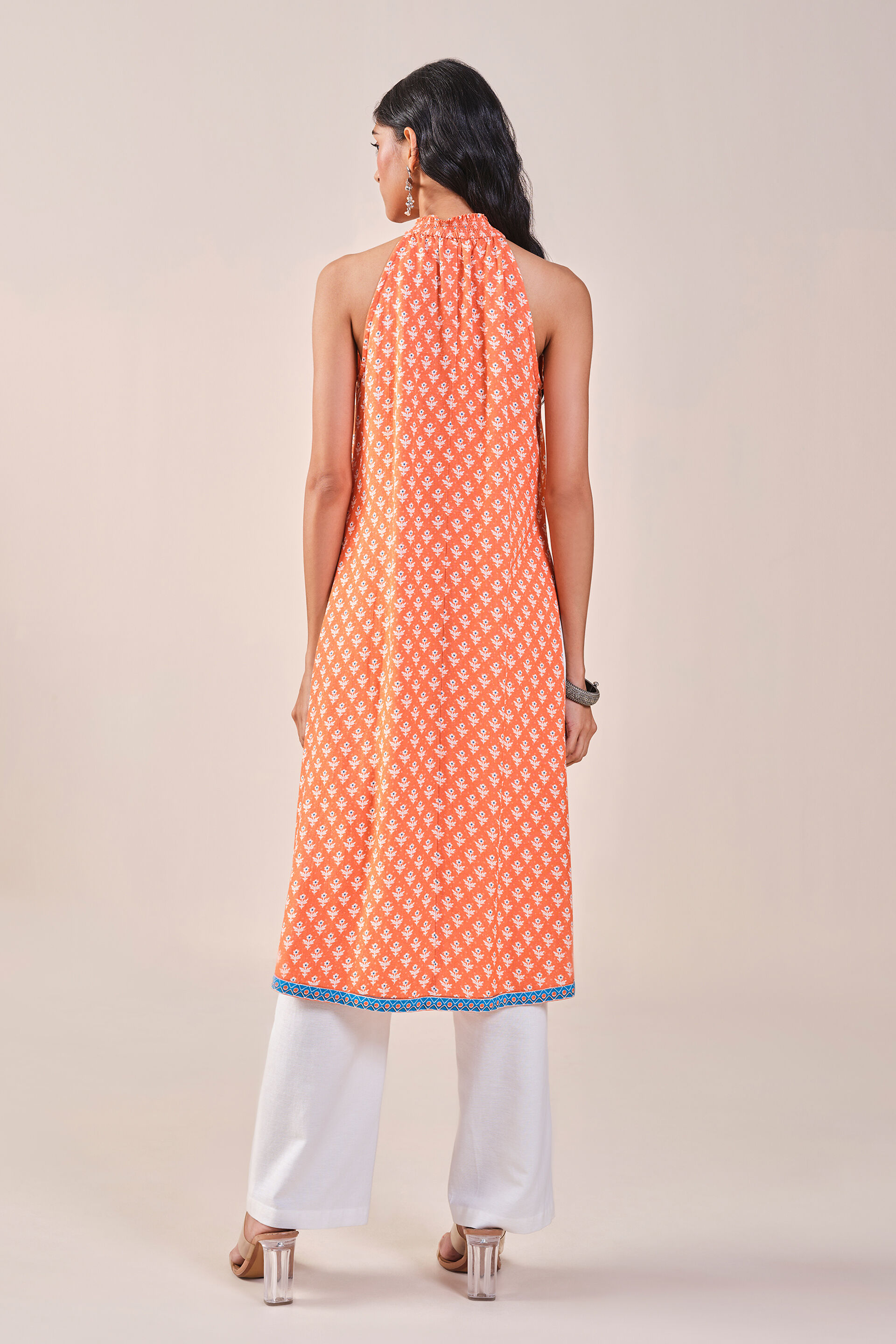 Orange Geometric Print Kurta, Orange, image 2