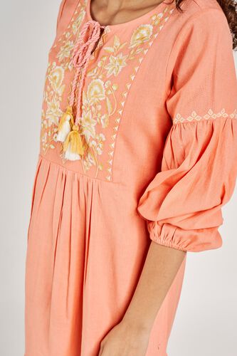 9 - Coral Solid Embroidered Dress, image 9