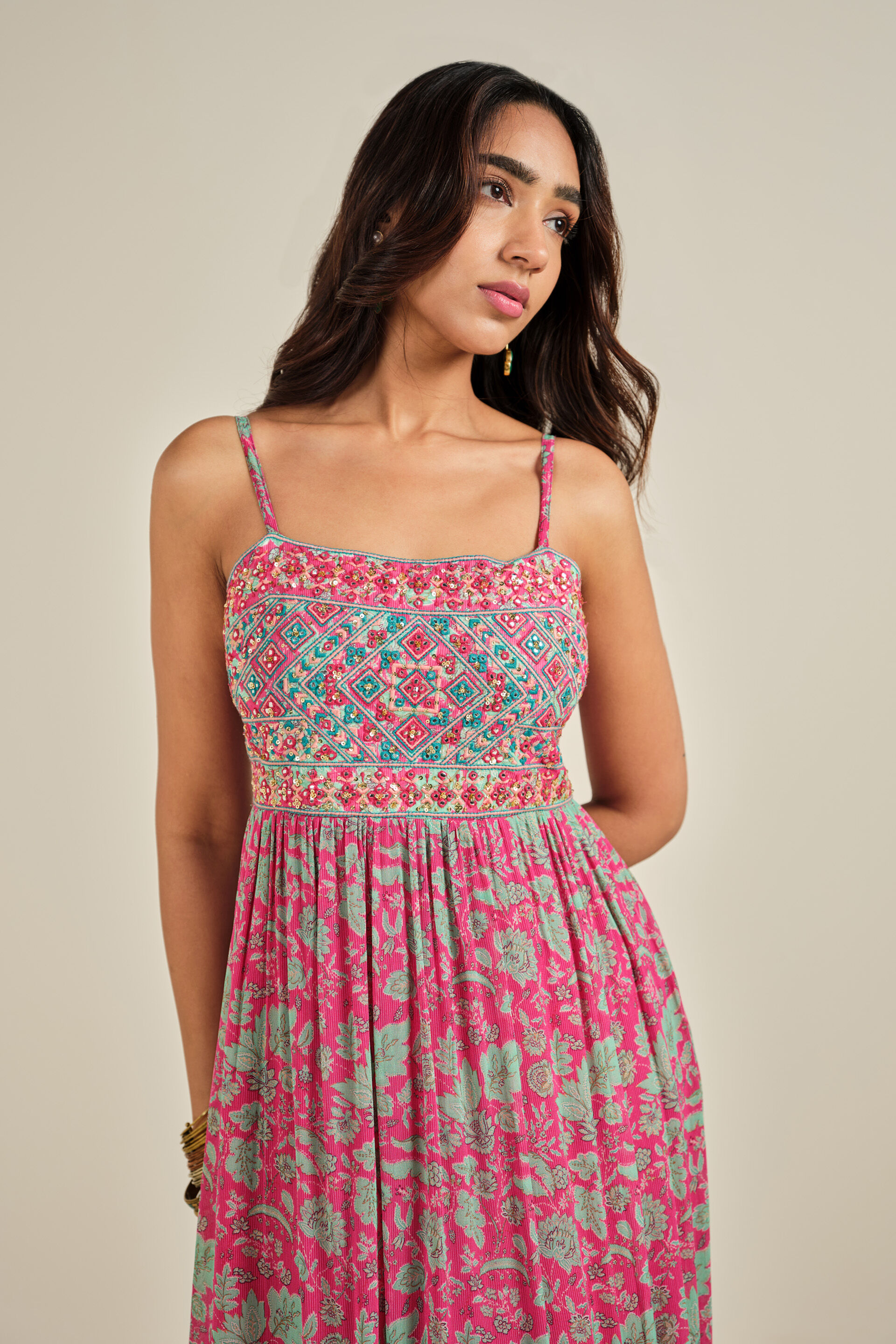 Devina Printed Dress, Fuschia, image 8