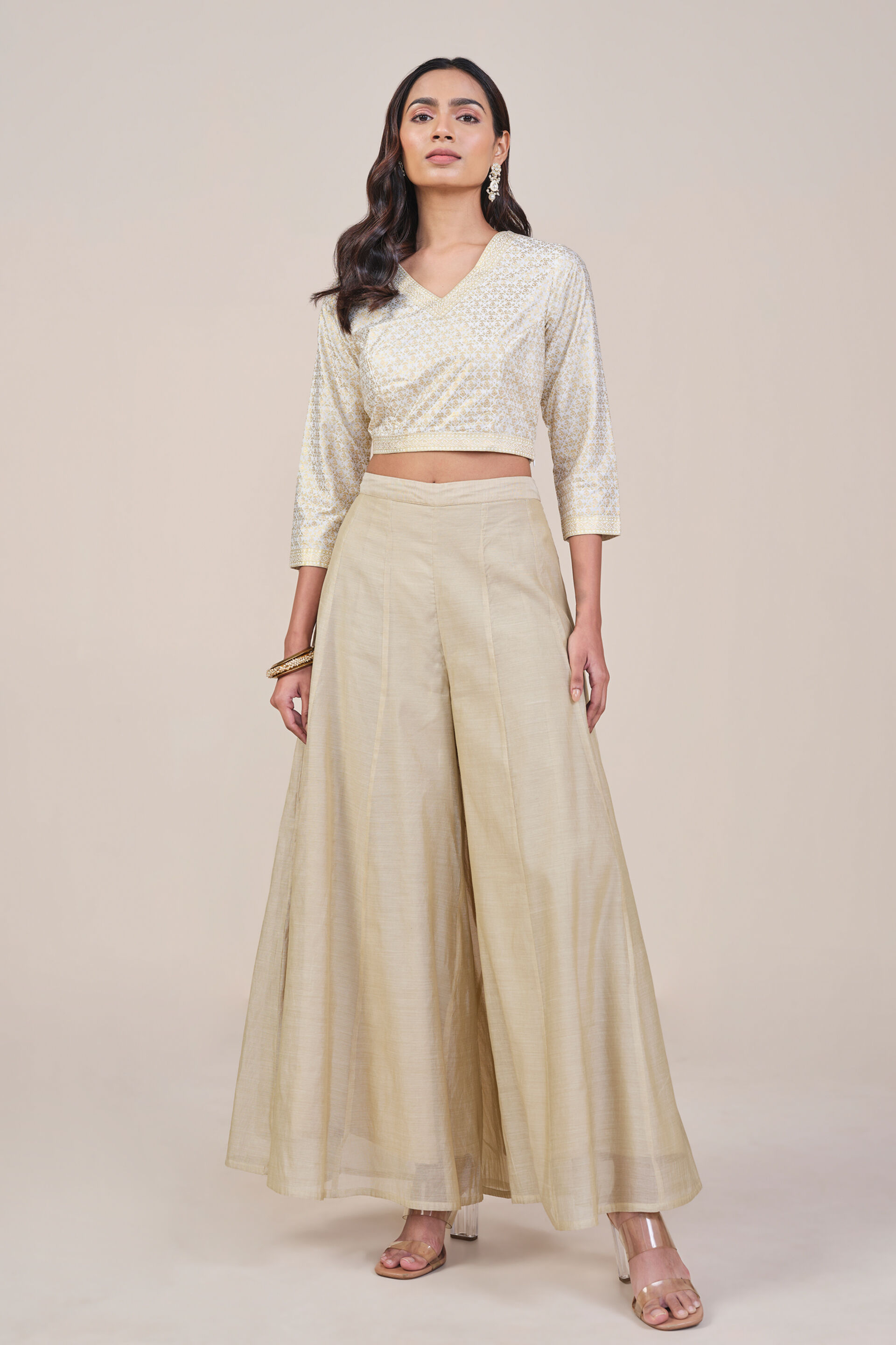 Foil Print Off White Crop Top, Off White, image 3