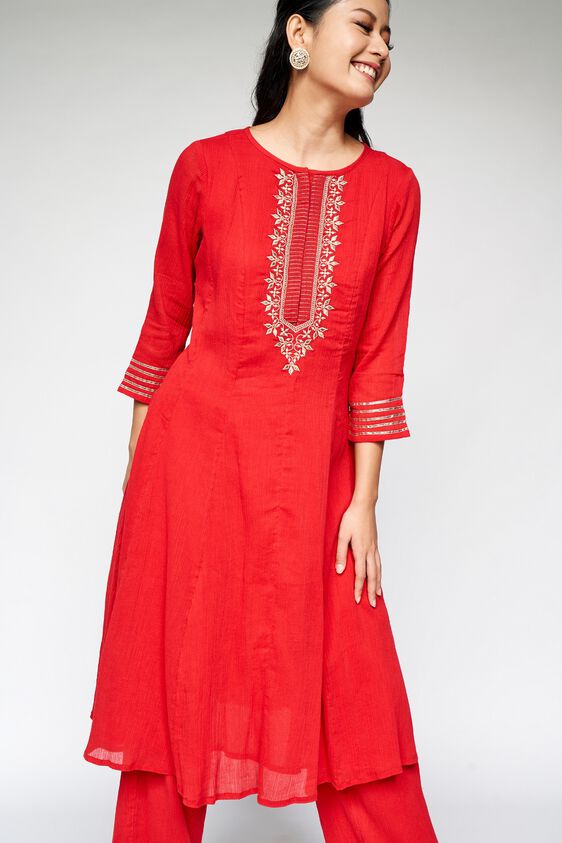 3 - Red Embroidered Wide-Leg Set, image 3