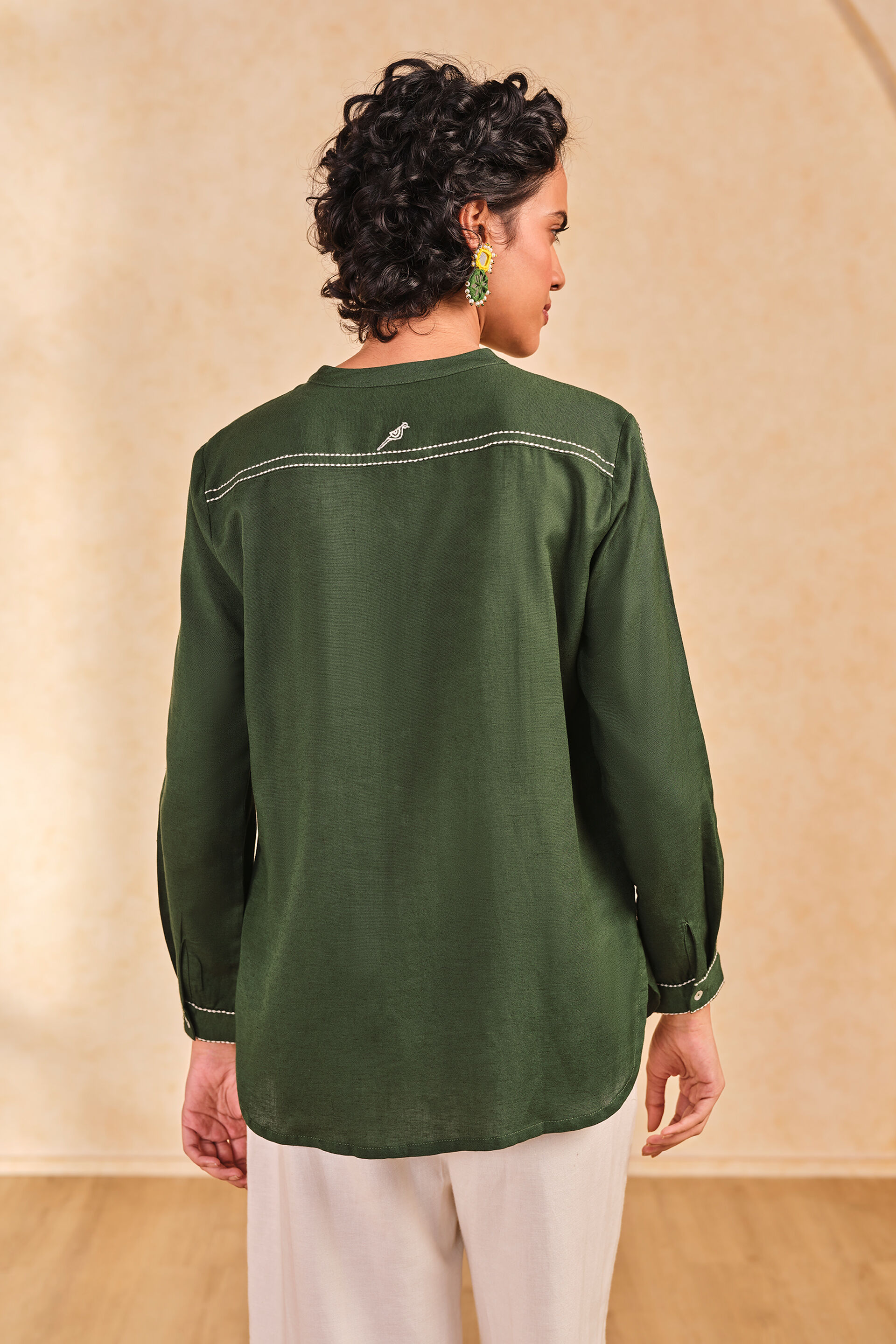 Olive Viscose Top, Olive, image 3