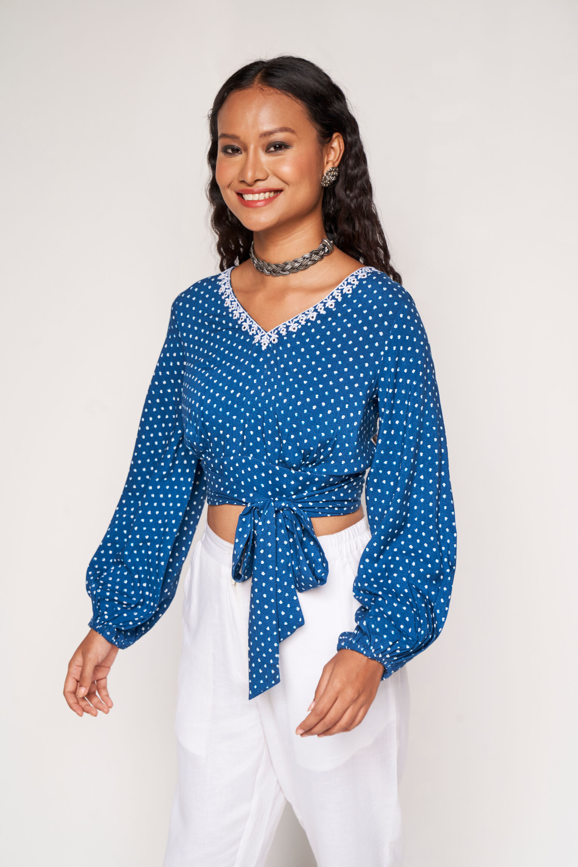 Front Row Tie-up Top, Blue, image 4