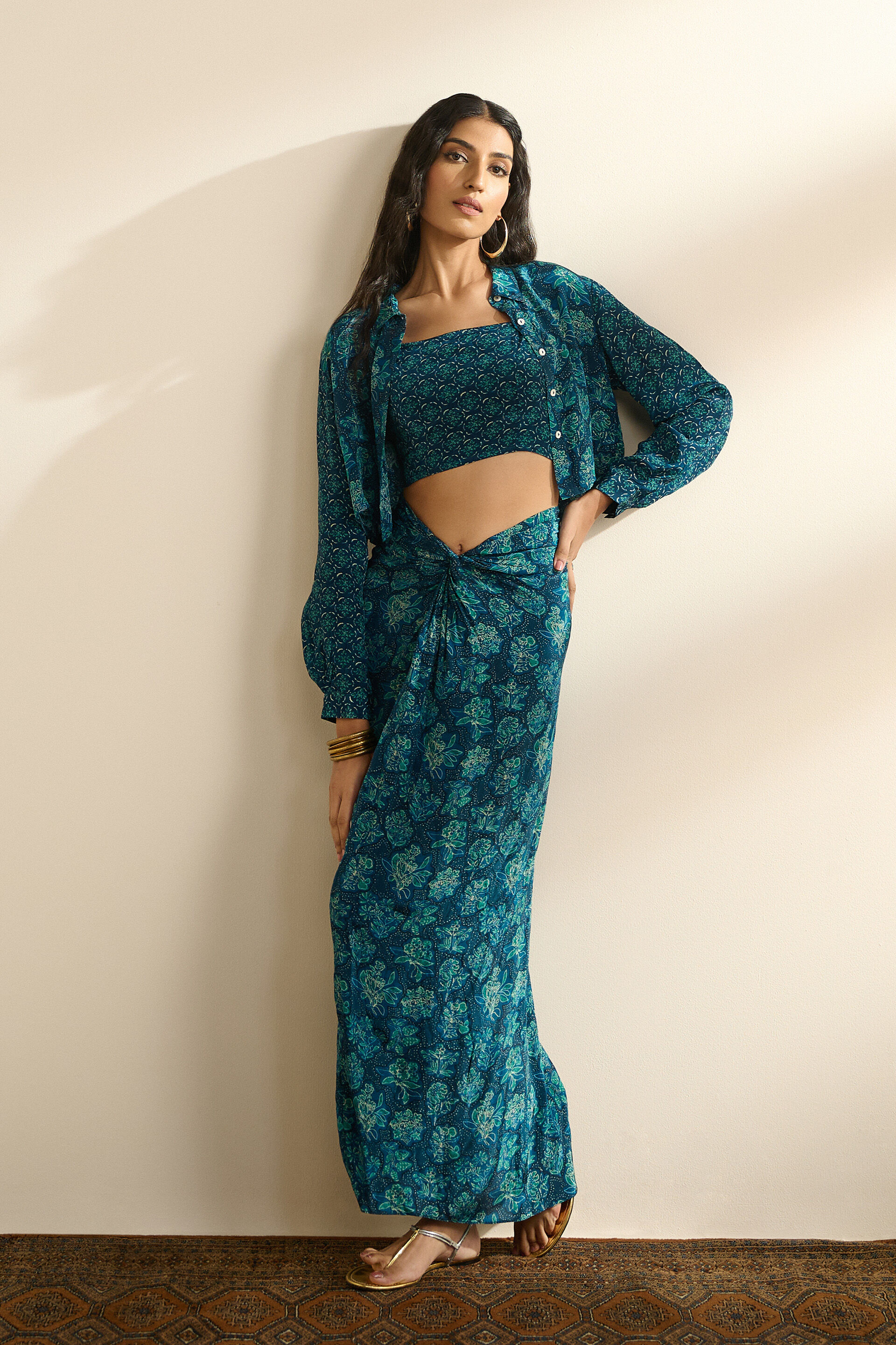 Meetha Ber Indigo Skirt Set, Indigo, image 4