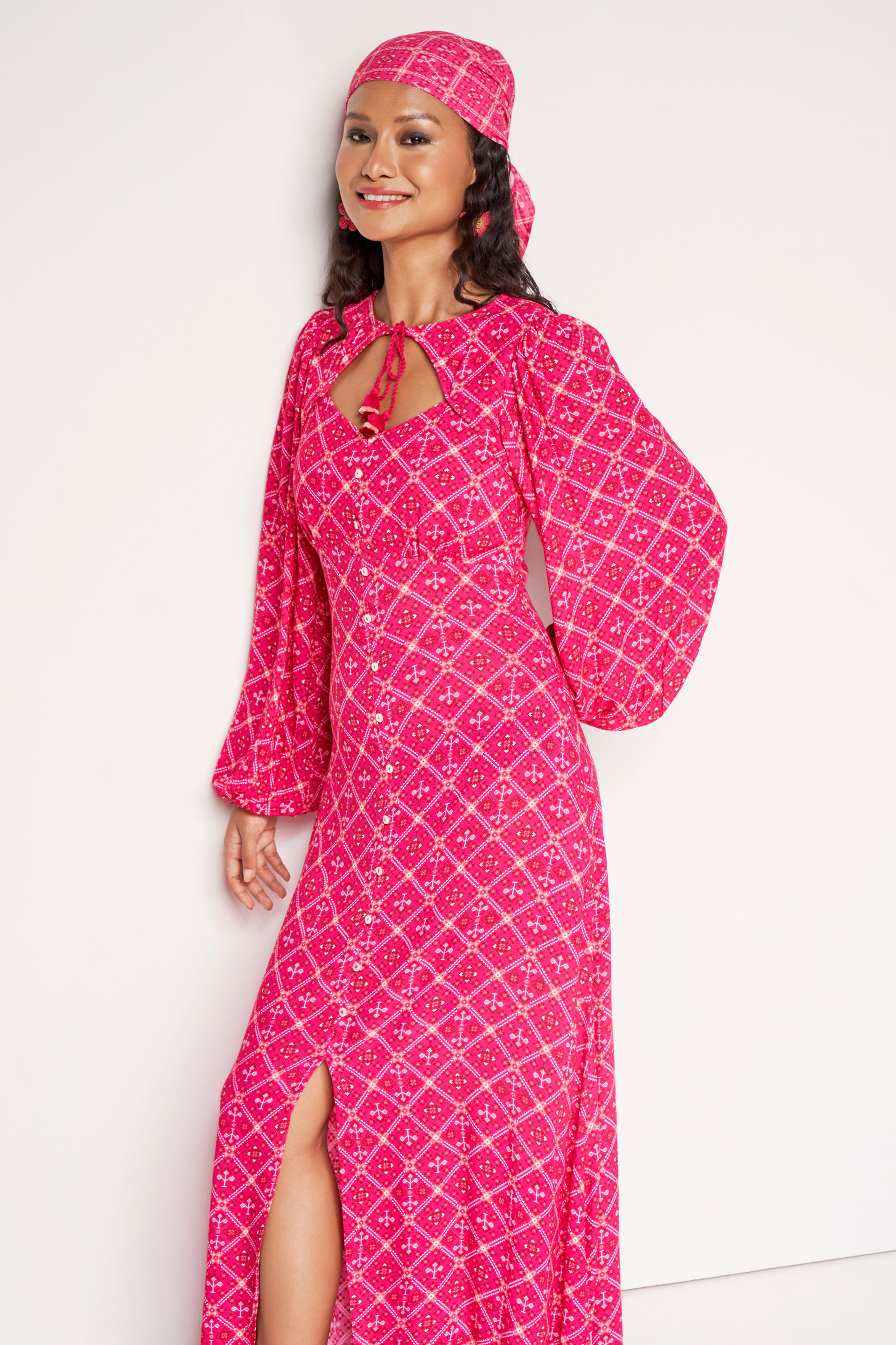 Global desi online pink maxi dress