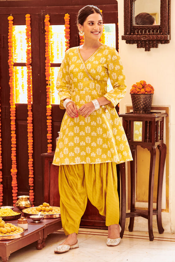 Mustard Floral Flared Suit, Mustard, image 1