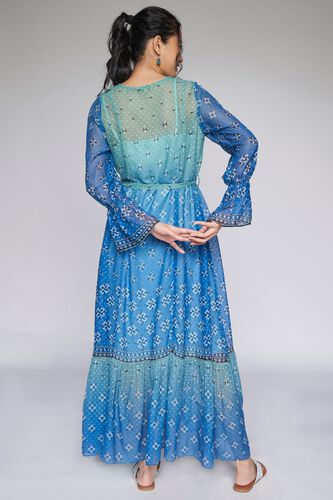 8 - Blue Geometric Fit & Flare Gown, image 8