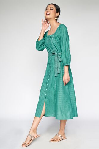 1 - Sage Green Tie-Ups  Fit and Flare Dress, image 1